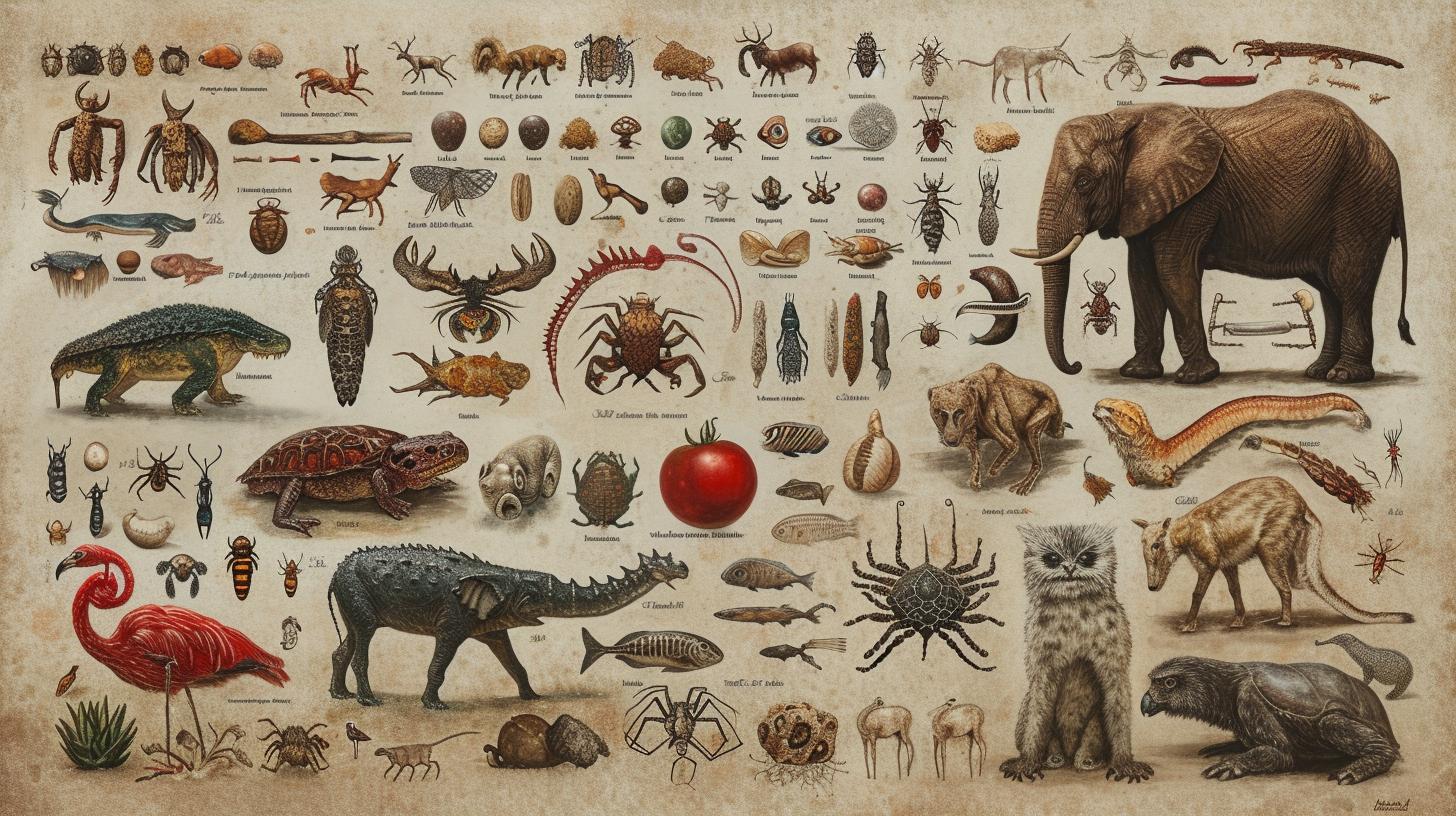Illustration of Animals and Their Food Chart showcasing feeding habits
