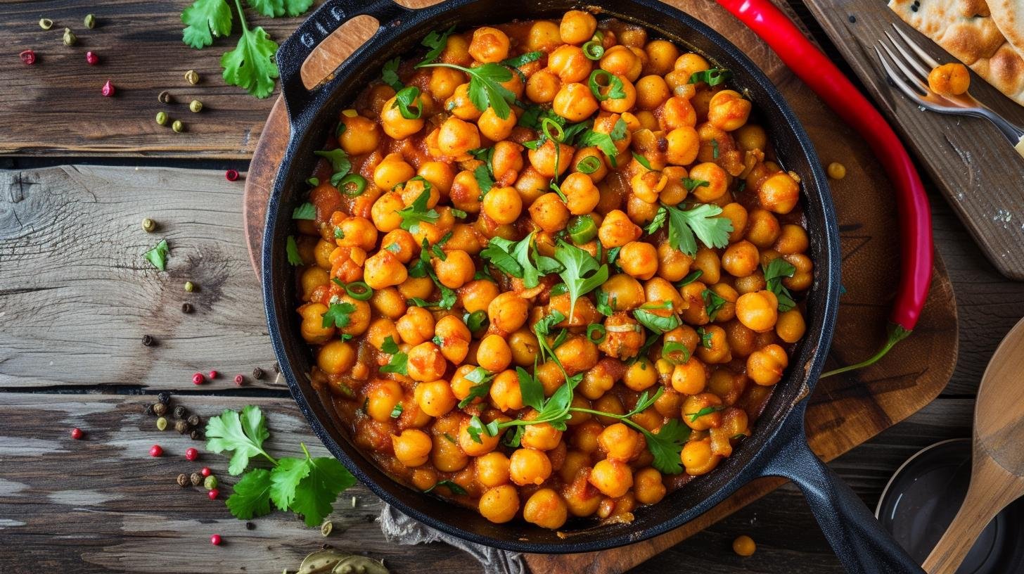 A flavorful Indian chickpea curry without the tomato base