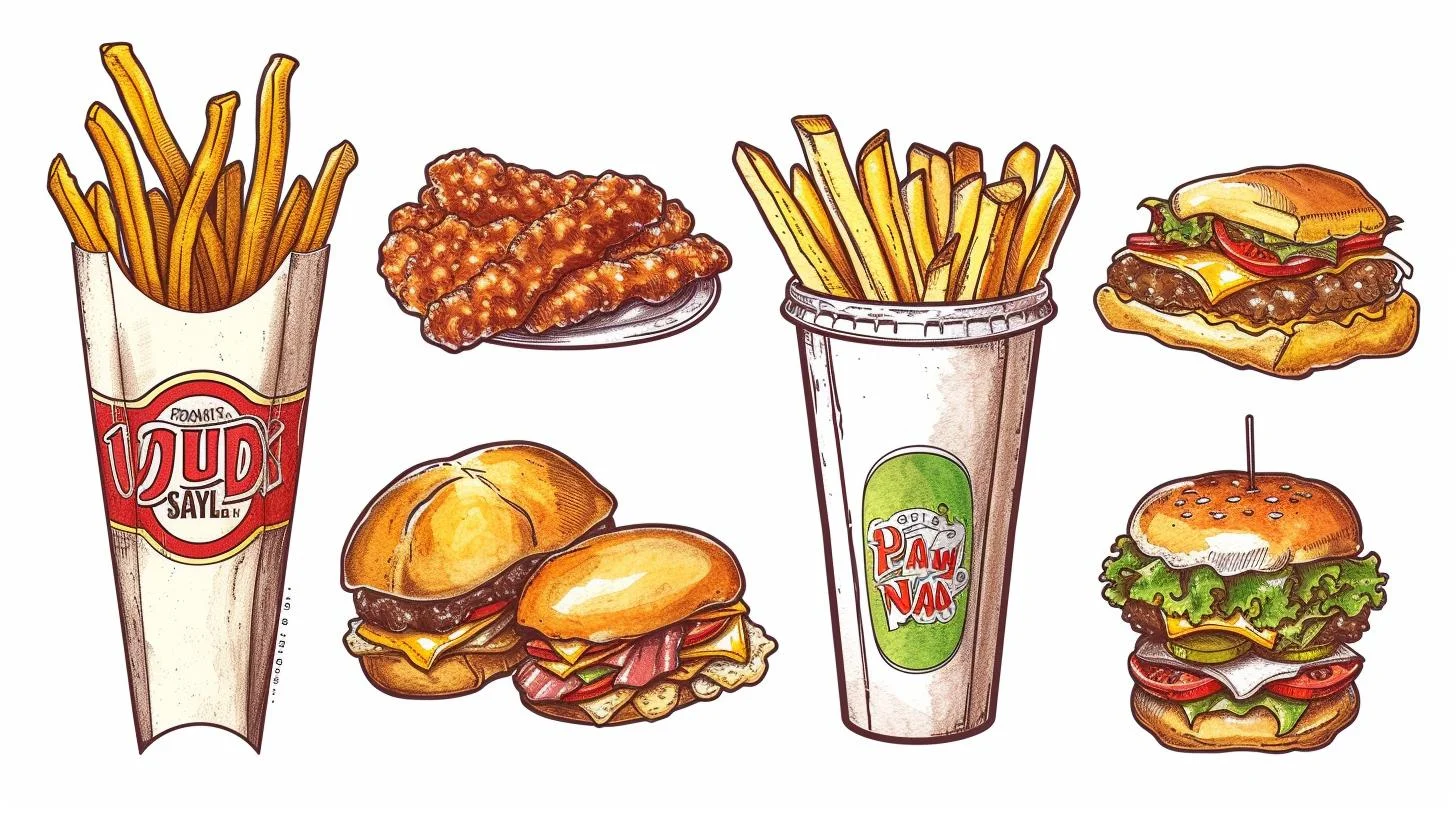 Say No to Junk Food drawing poster in striking colors