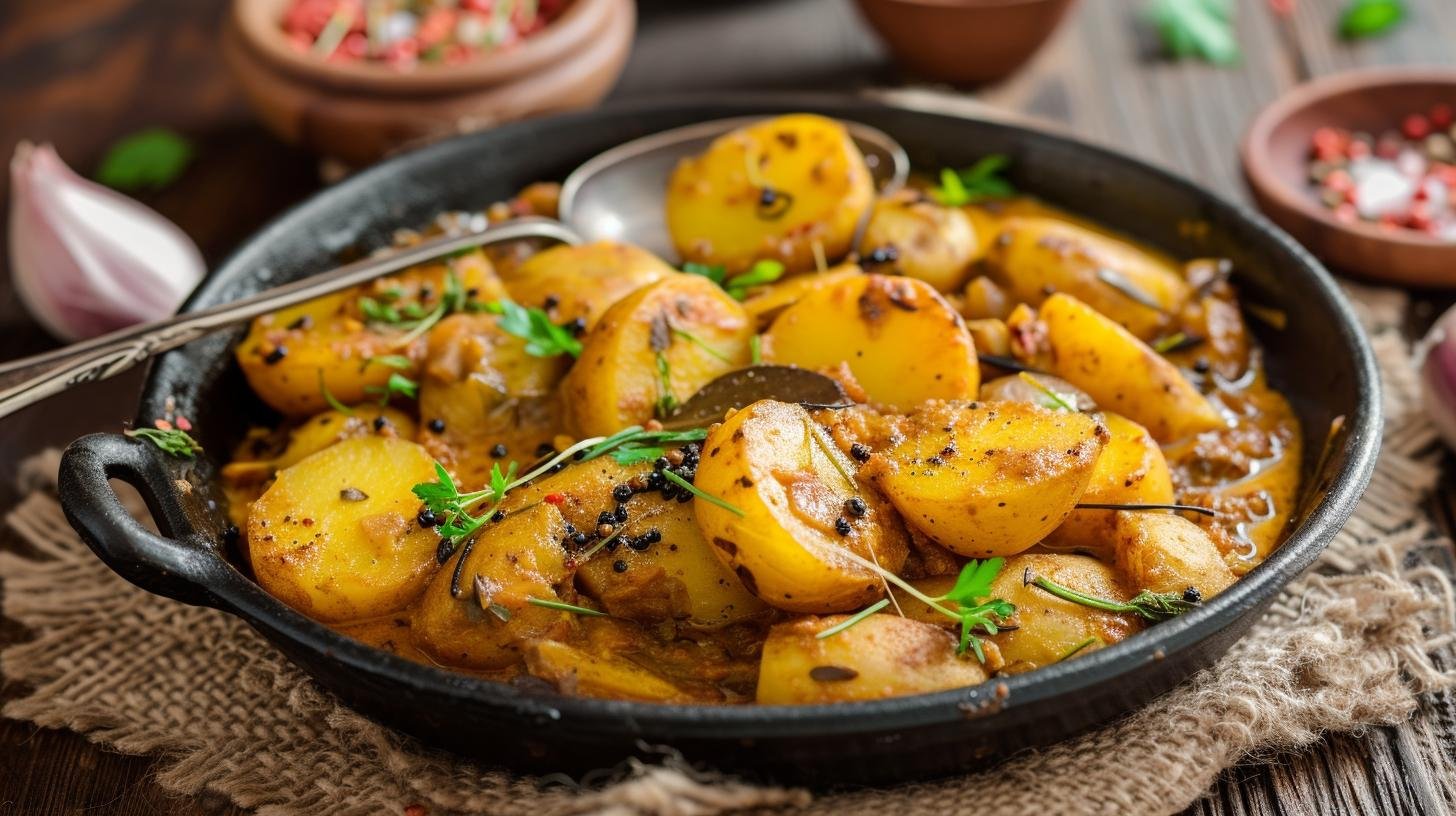 Tasty Kashmiri Aloo Dum Bengali Recipe showcasing savory potato preparation