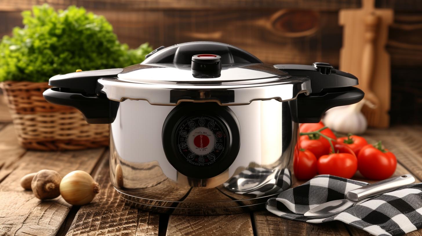 A pressure cooker reduces cooking time for food because it speeds up the cooking process using high pressure