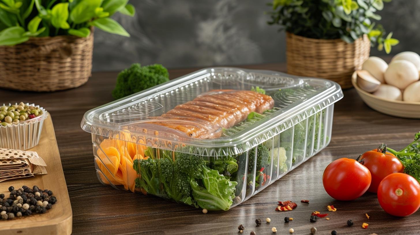 Durable disposable plastic food containers with tight-fitting lids