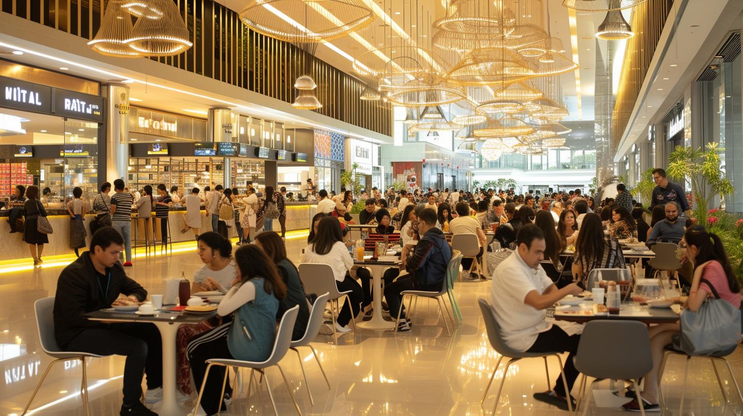 Experience ELANTE MALL Chandigarh Food Court's diverse culinary offerings and inviting ambiance