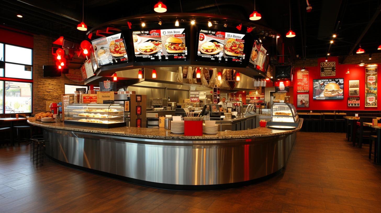 Elegant stainless steel fast food counter