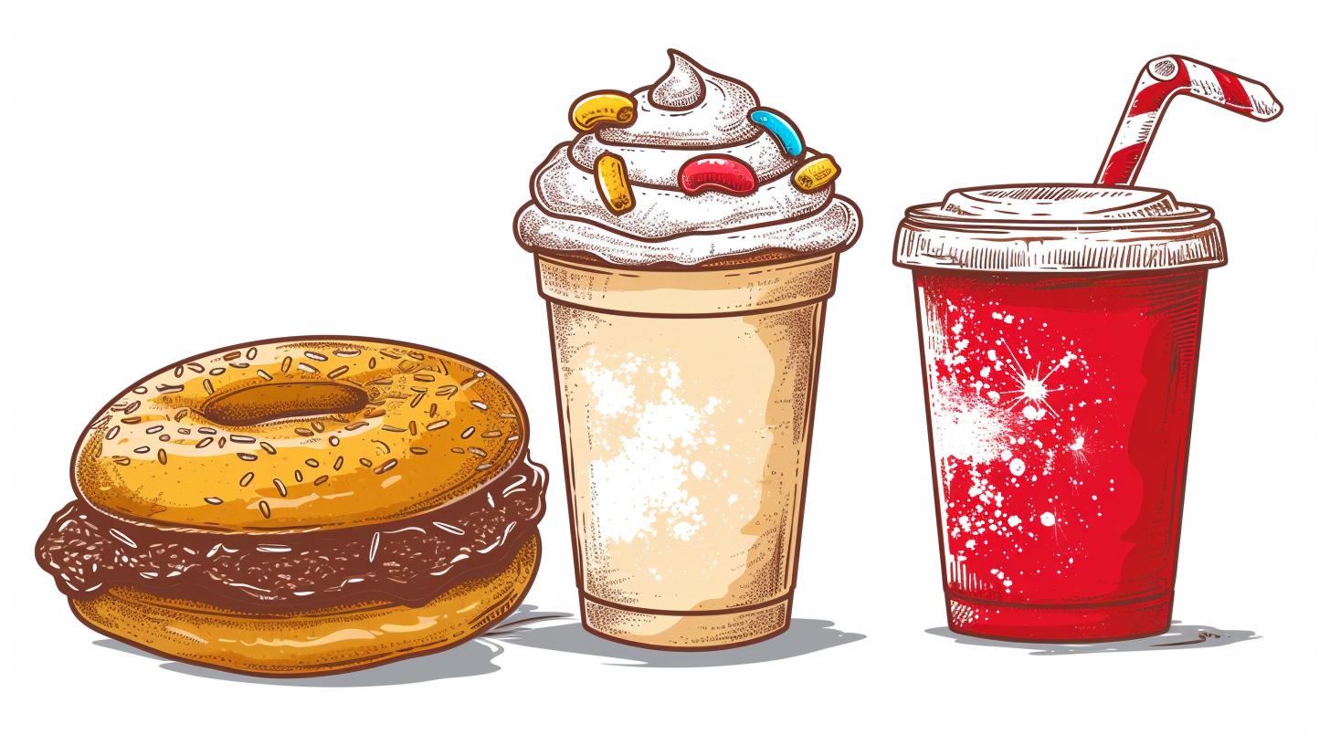 Vibrant sketch of junk food with name